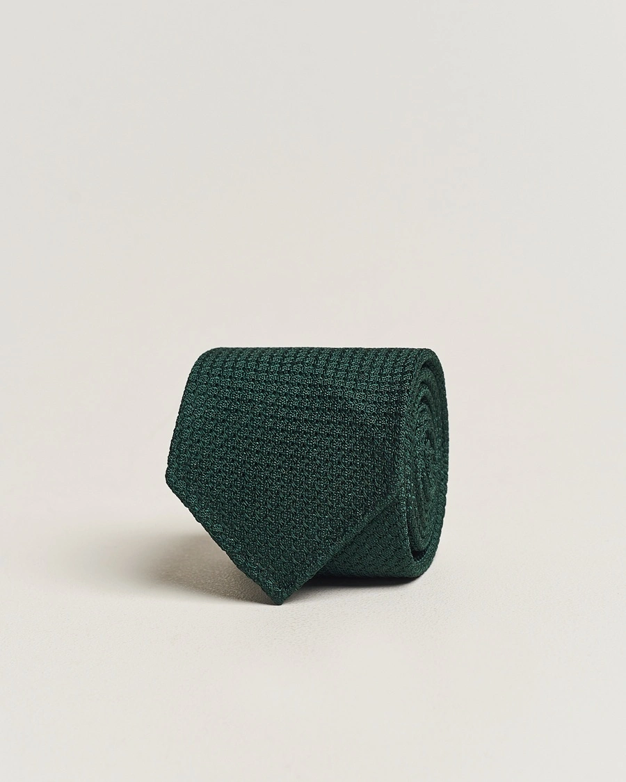 Drake's Large Knot Handrolled Grenadine Silk Tie Green – Vihreä