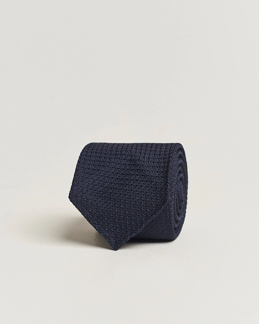 Drake's Drake'sLarge Knot Handrolled Grenadine Silk TieNavy – Sininen