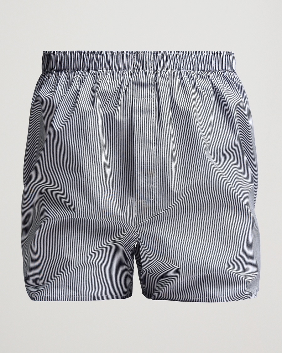 Sunspel Classic Woven Cotton Boxer Shorts White/Light Blue – Sininen