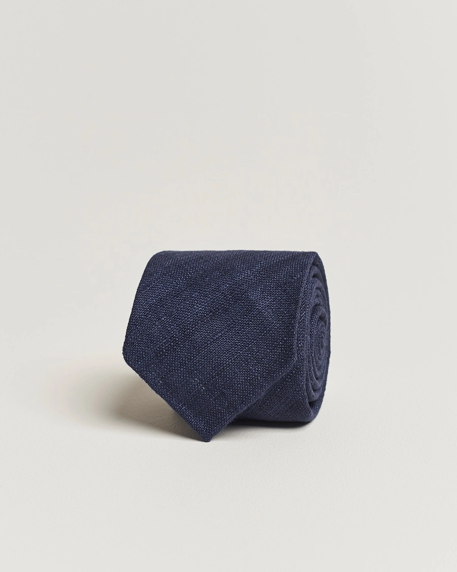 Drake's Drake'sSilk Tussah Handrolled TieNavy – Sininen