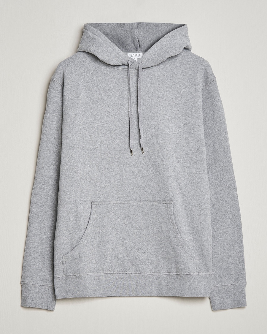Sunspel Loopback Hoodie Grey Melange – Harmaa