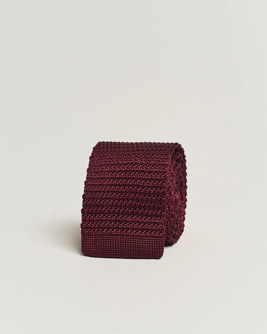 Amanda Christensen Knitted Silk Tie 6 cm Wine Red – Punainen