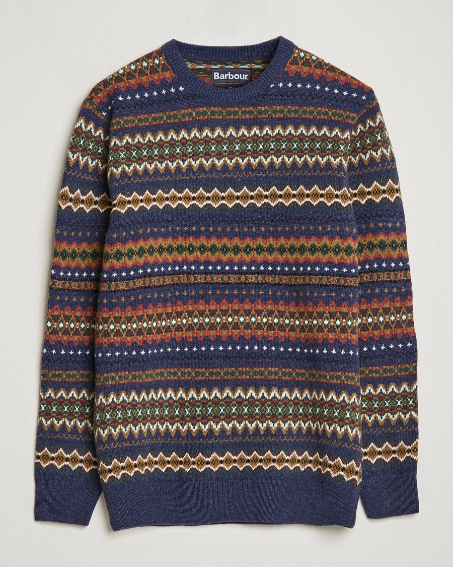 Barbour Lifestyle Case Fairisle Crew Navy – Monivärinen