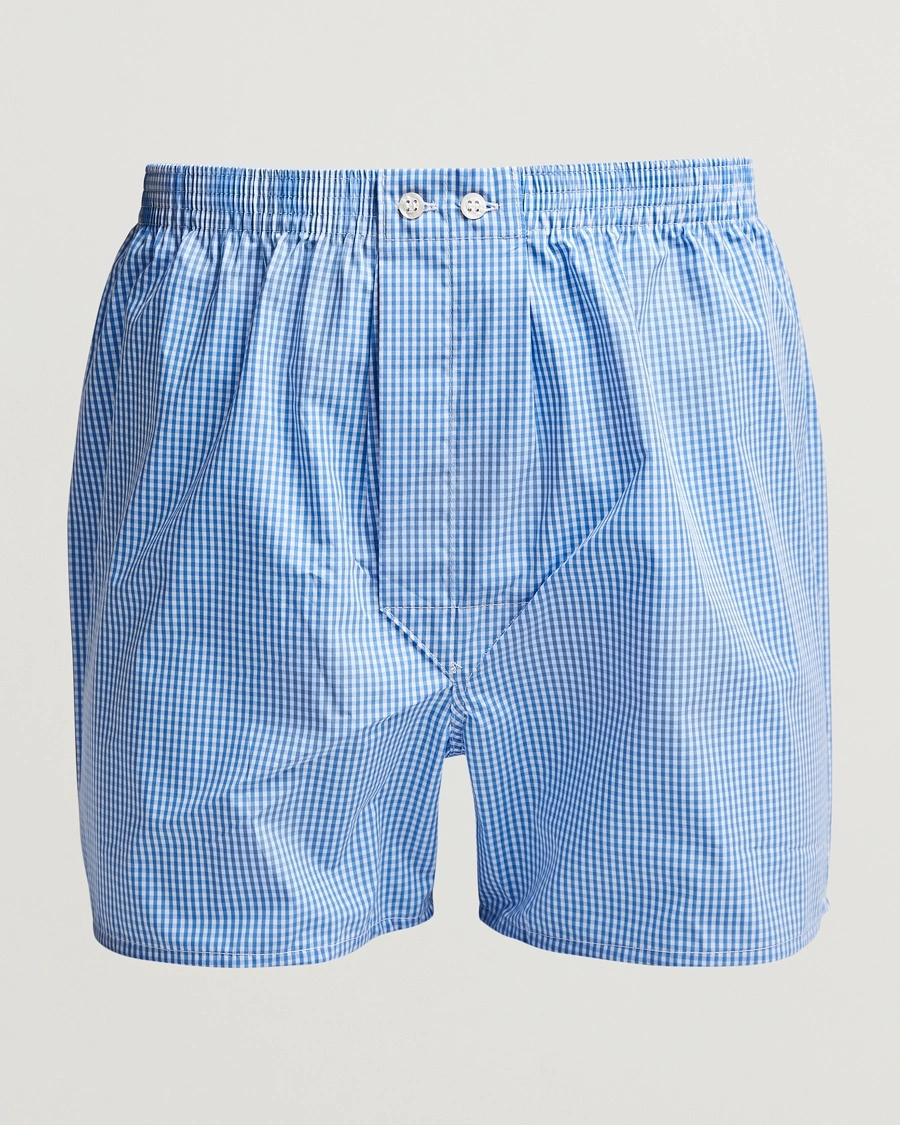 Derek Rose Classic Fit Cotton Boxer Shorts Blue Gingham – Sininen