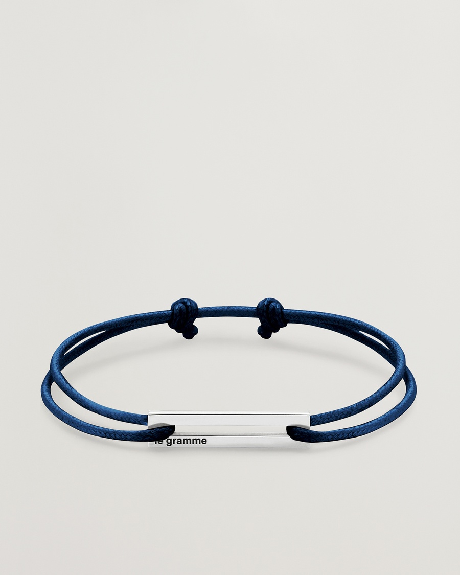 LE GRAMME Cord Bracelet Le 17/10 Navy/Sterling Silver – Sininen