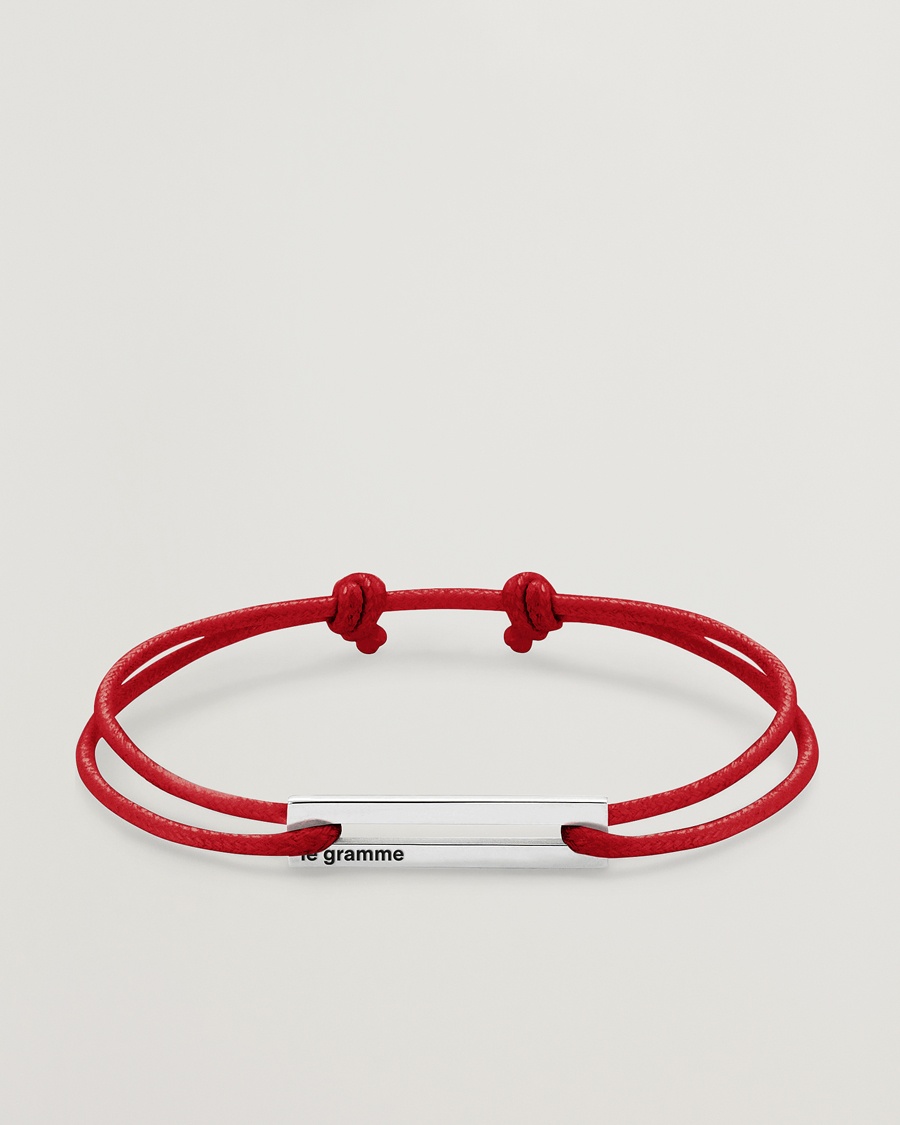 LE GRAMME Cord Bracelet Le 17/10 Red/Sterling Silver – Punainen