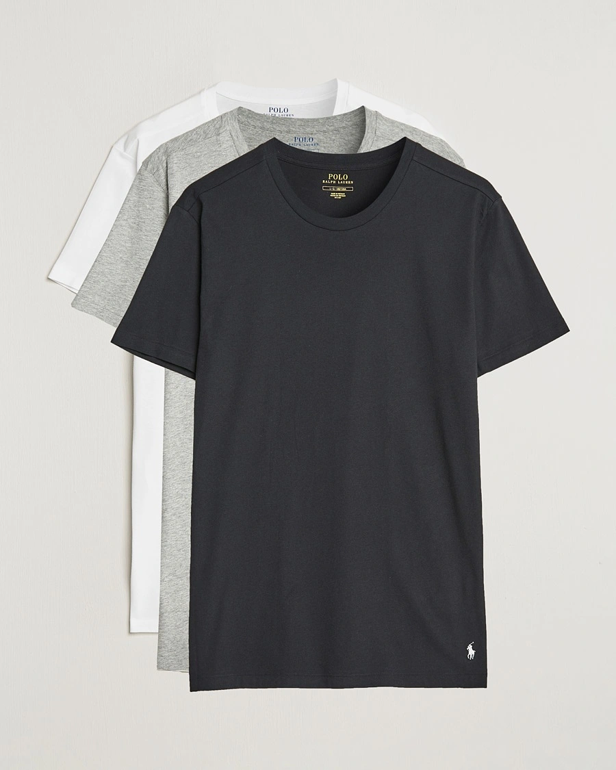 Polo Ralph Lauren 3-Pack Crew Neck T-Shirt White/Black/Andover Heather – Harmaa