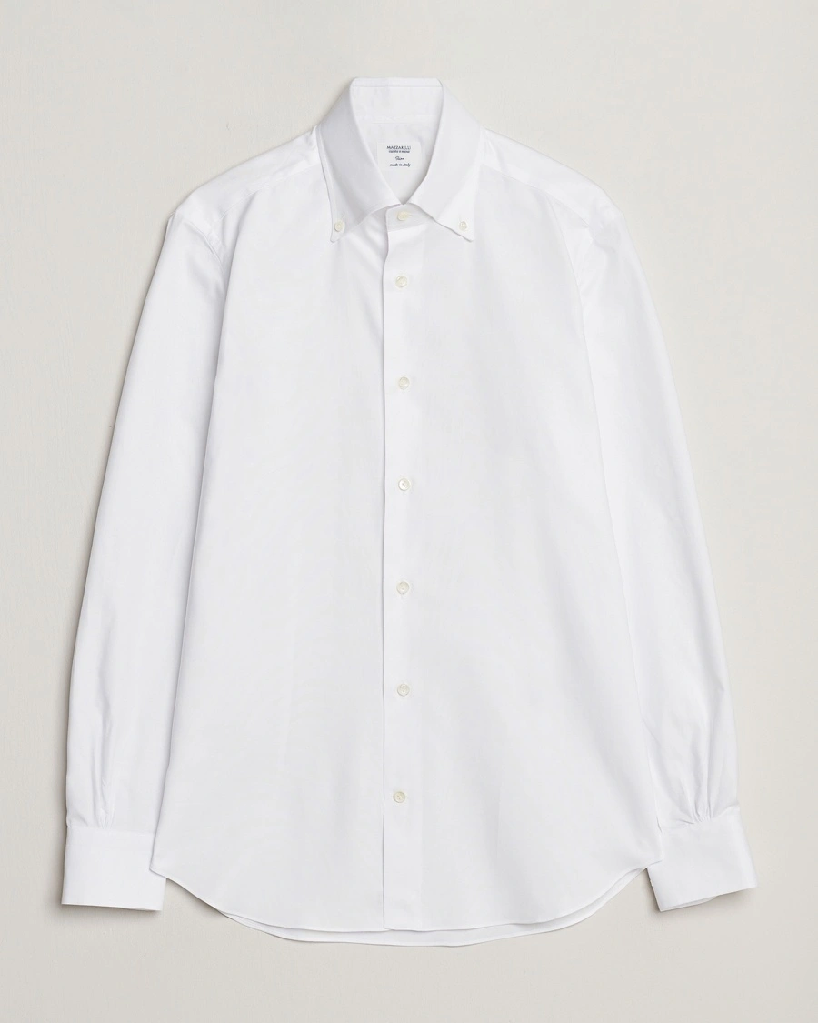 Mazzarelli Soft Oxford Button Down Shirt White – Valkoinen