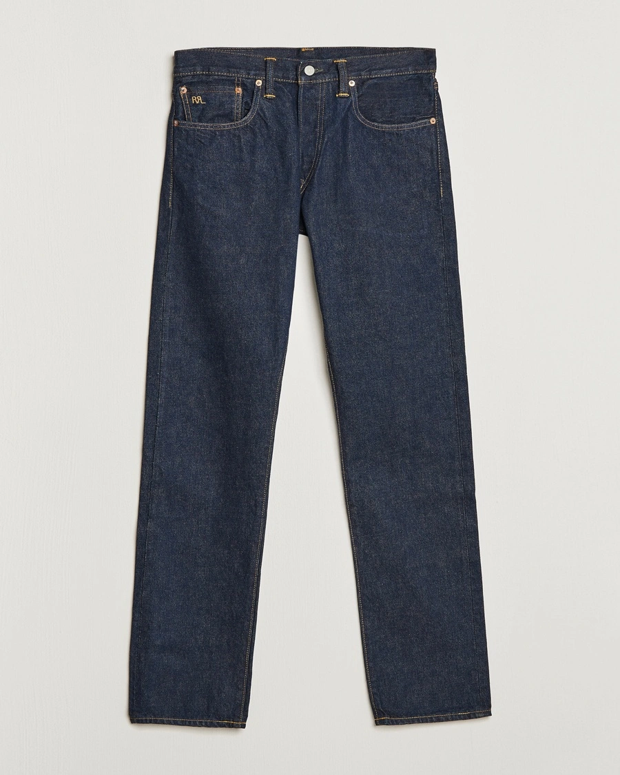 RRL Slim Fit 5-Pocket Denim Once Washed – Sininen