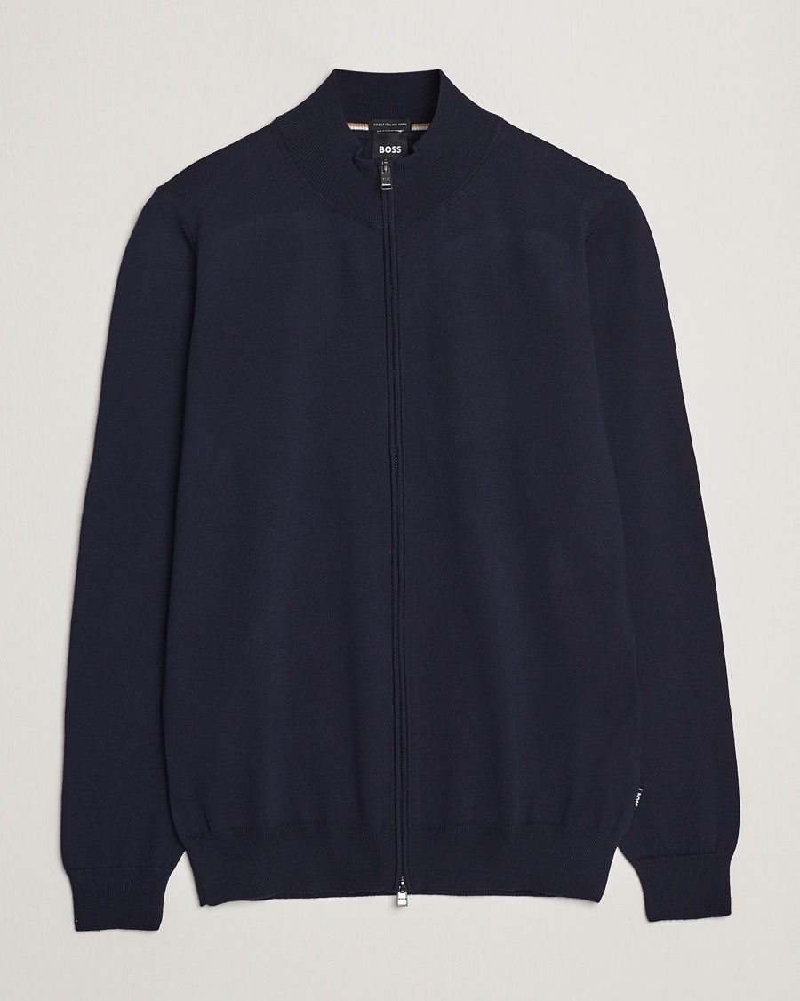 BOSS BLACK Balonso Full-Zip Sweater Dark Blue – Sininen