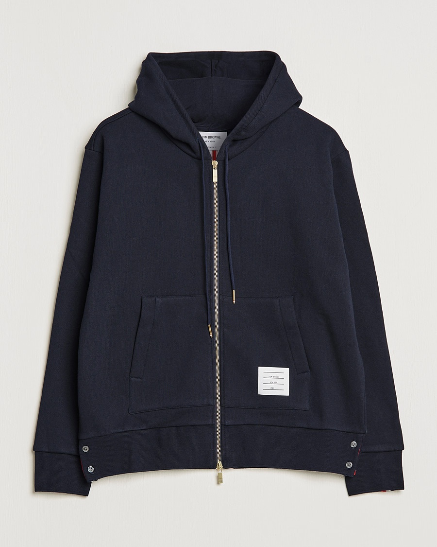 Thom Browne Center Back Full Zip Hoodie Navy – Sininen