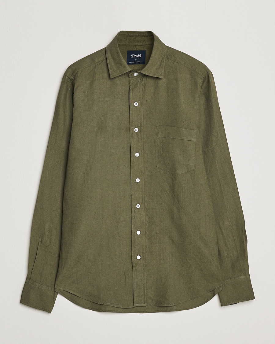 Drake's Linen Summer Shirt Green – Vihreä