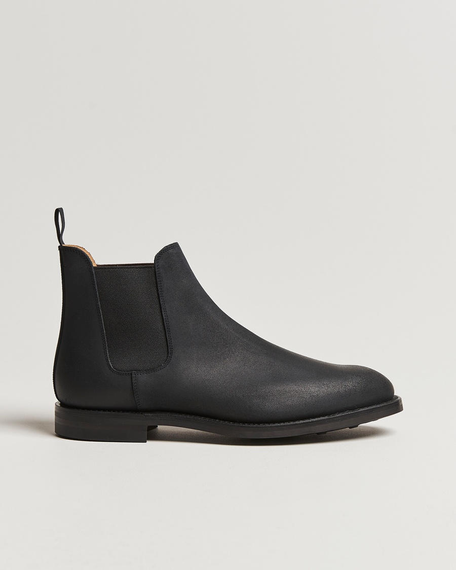 Crockett & Jones Chelsea 5 Black Rough-Out Suede – Musta
