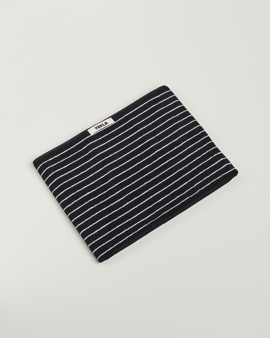 Tekla Organic Terry Bath Towel Black Stripe – Musta