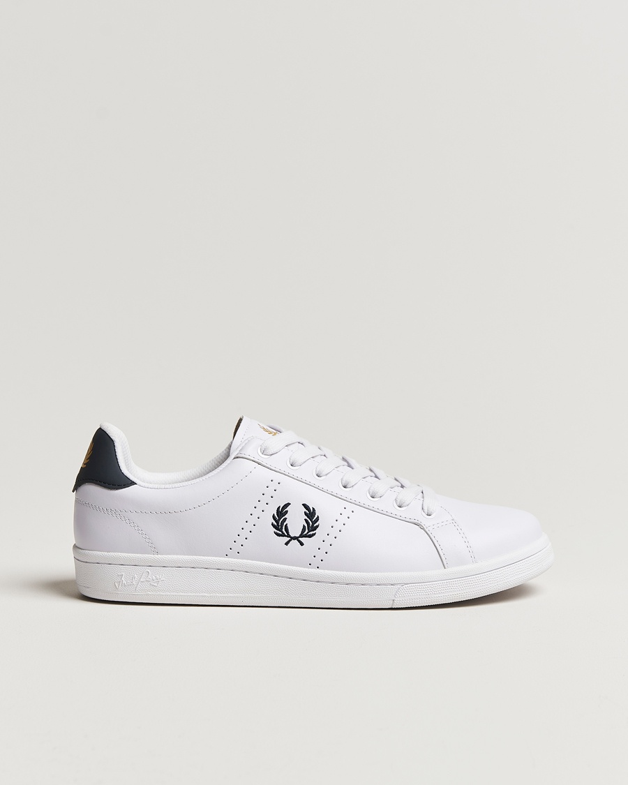 Fred Perry B721 Leather Sneakers White/Navy – Valkoinen