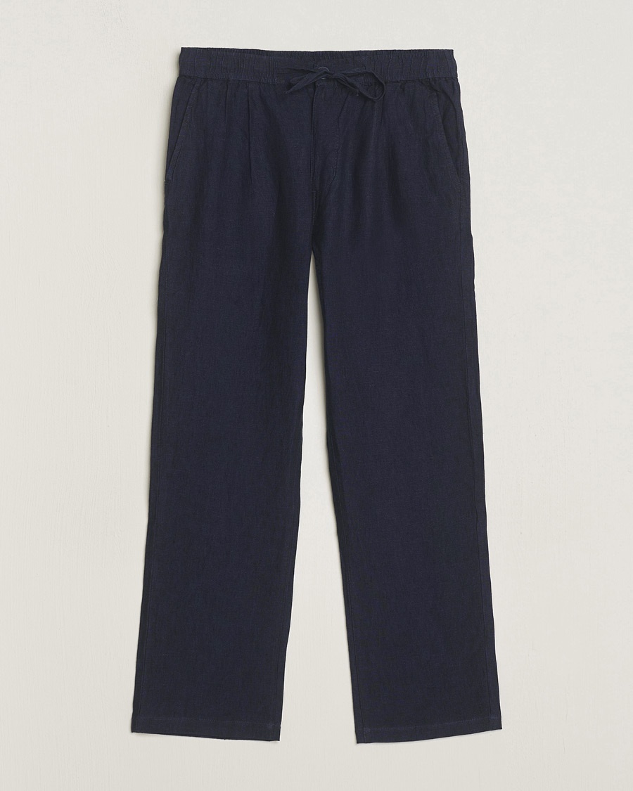 KnowledgeCotton Apparel Loose Linen Pants Total Eclipse – Sininen