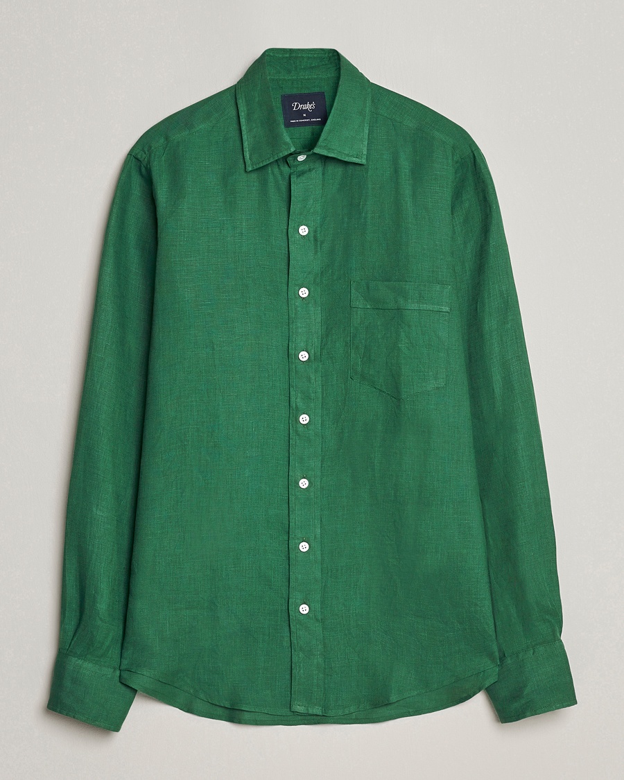 Drake's Linen Summer Shirt Green – Vihreä