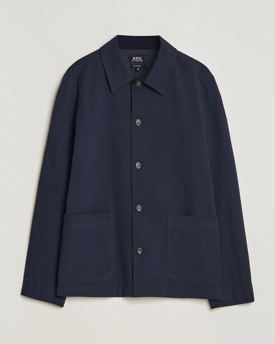 A.P.C. Brest Seersucker Overshirt Dark Navy – Sininen