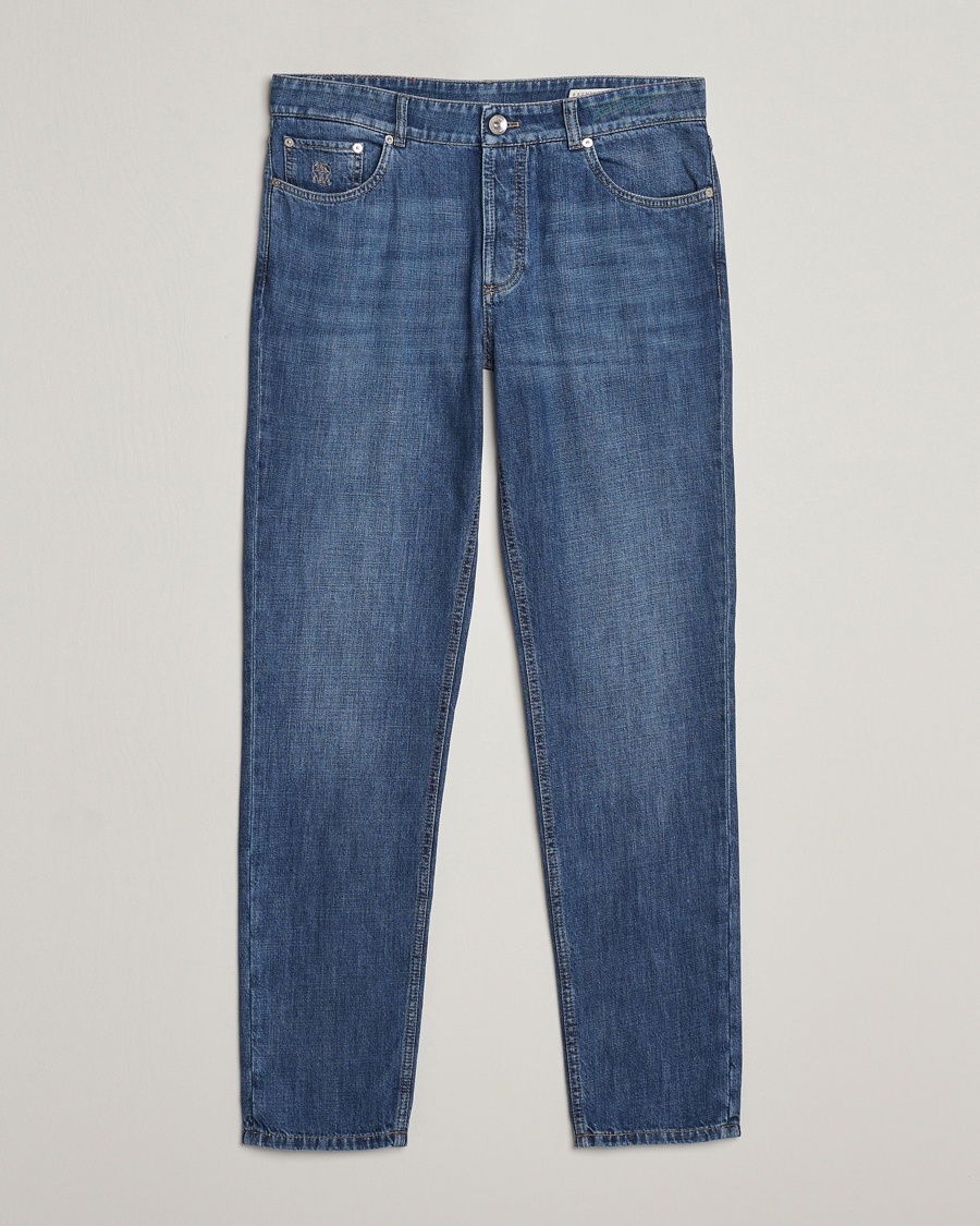 Brunello Cucinelli Traditional Fit Jeans Dark Blue Wash – Sininen