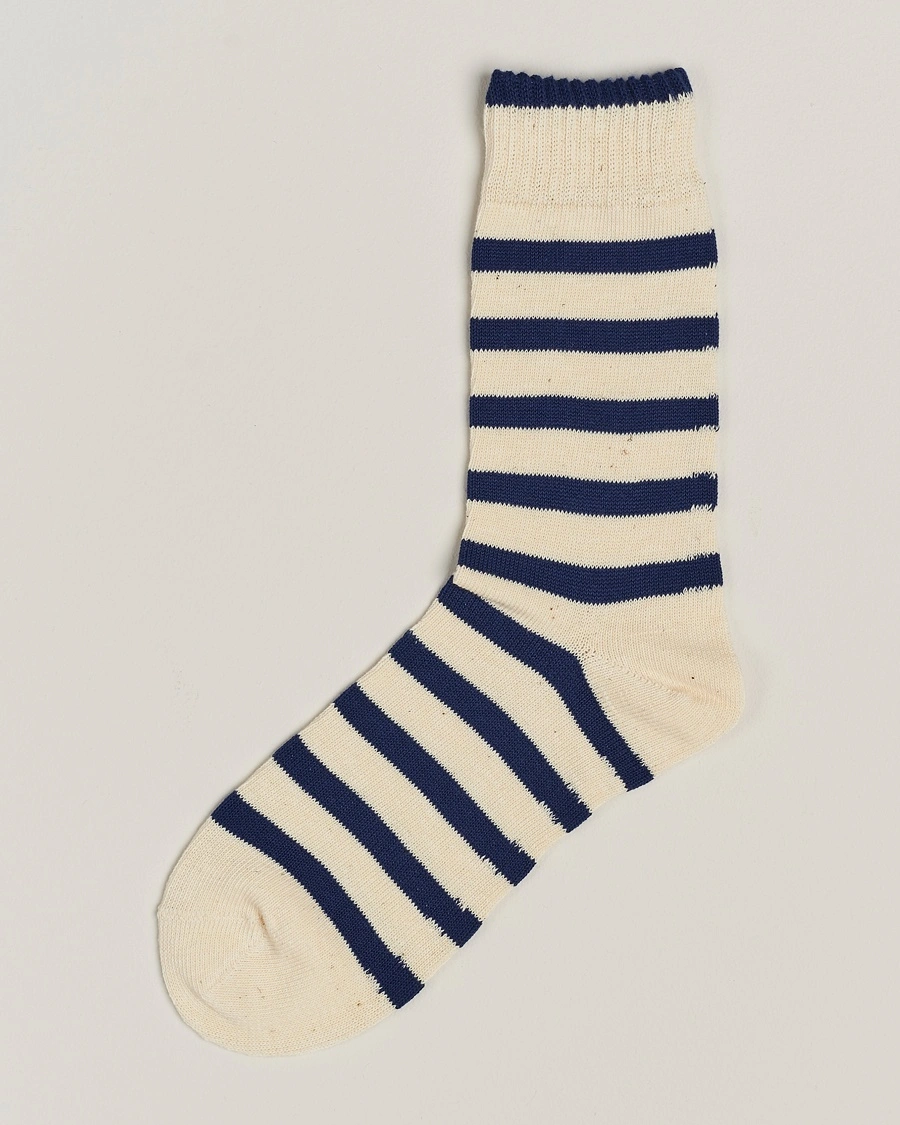 BEAMS PLUS BEAMS PLUS2 Tone Stripe SocksWhite/Navy – Valkoinen