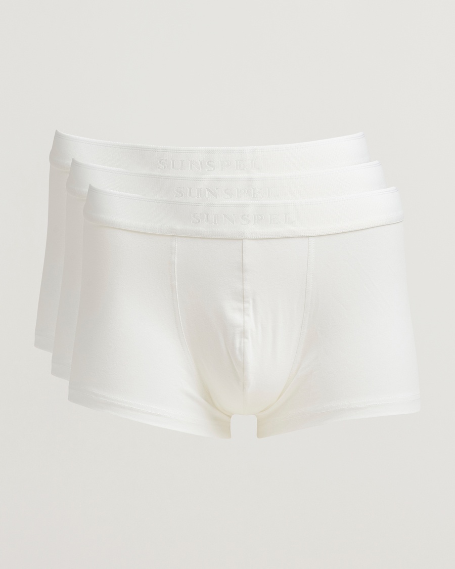 Sunspel 3-Pack Cotton Stretch Trunk White – Valkoinen