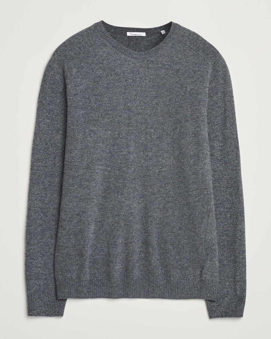 KnowledgeCotton Apparel Lambswool Roundneck Dark Grey – Harmaa
