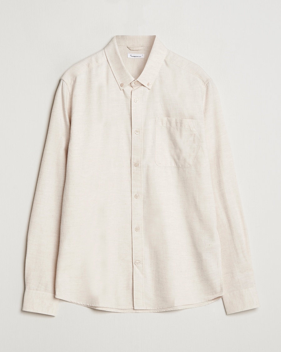 KnowledgeCotton Apparel Regular Fit Melange Flannel Shirt Greish – Beige