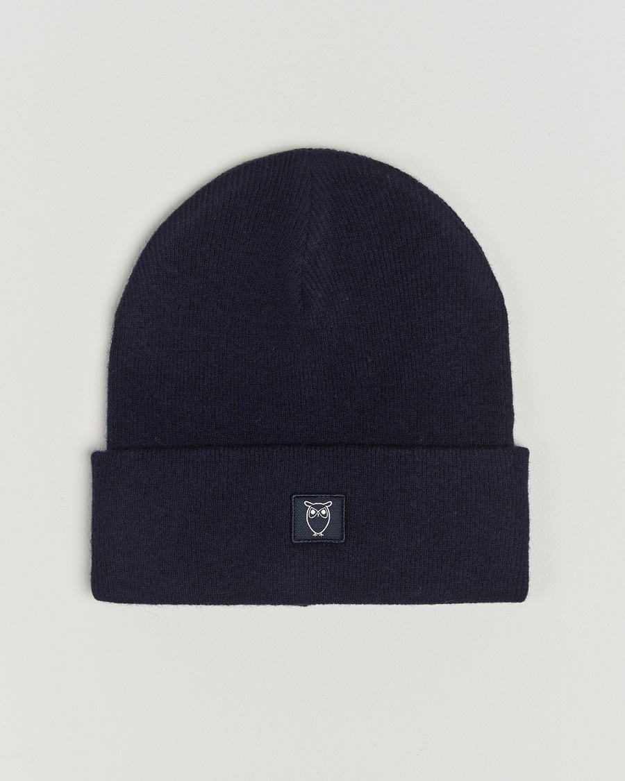 KnowledgeCotton Apparel Double Layer Wool Beanie Navy – Sininen