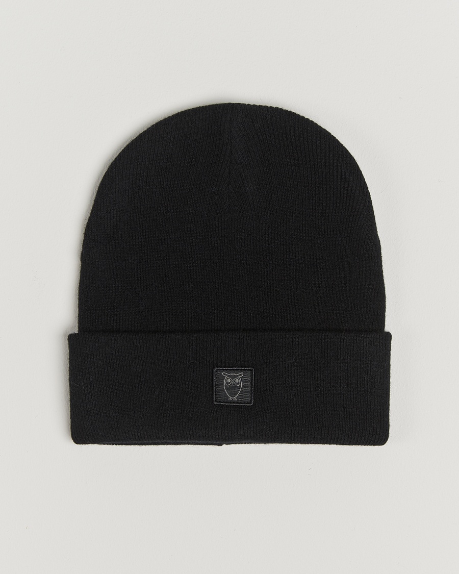 KnowledgeCotton Apparel Double Layer Wool Beanie Black – Musta