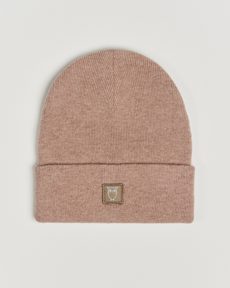 KnowledgeCotton Apparel Double Layer Wool Beanie Light Beige – Beige