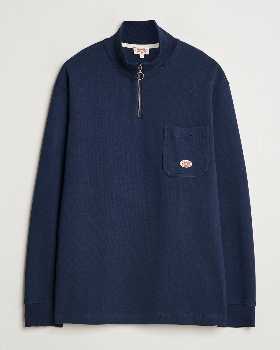 Armor-lux Camionneur Cotton Half Zip Sweater Deep Marine – Sininen