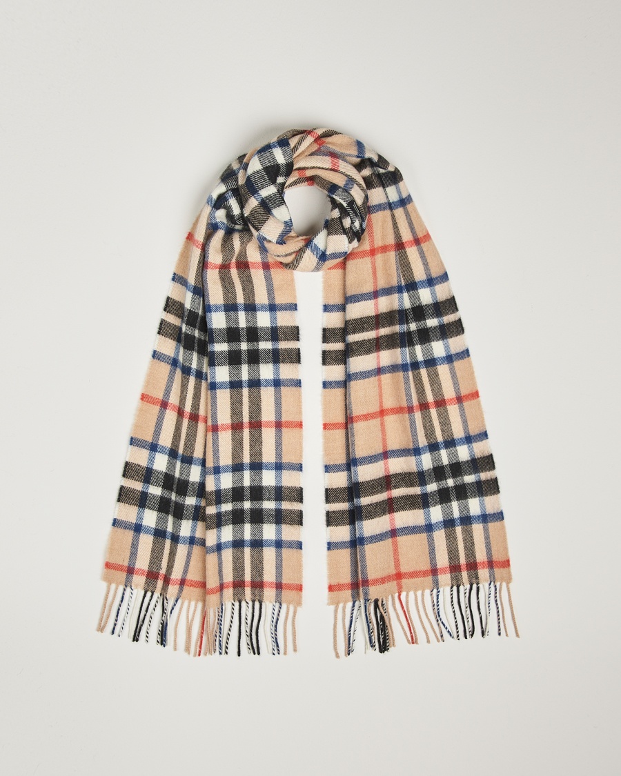 Gloverall Lambswool Scarf Camel Check – Beige