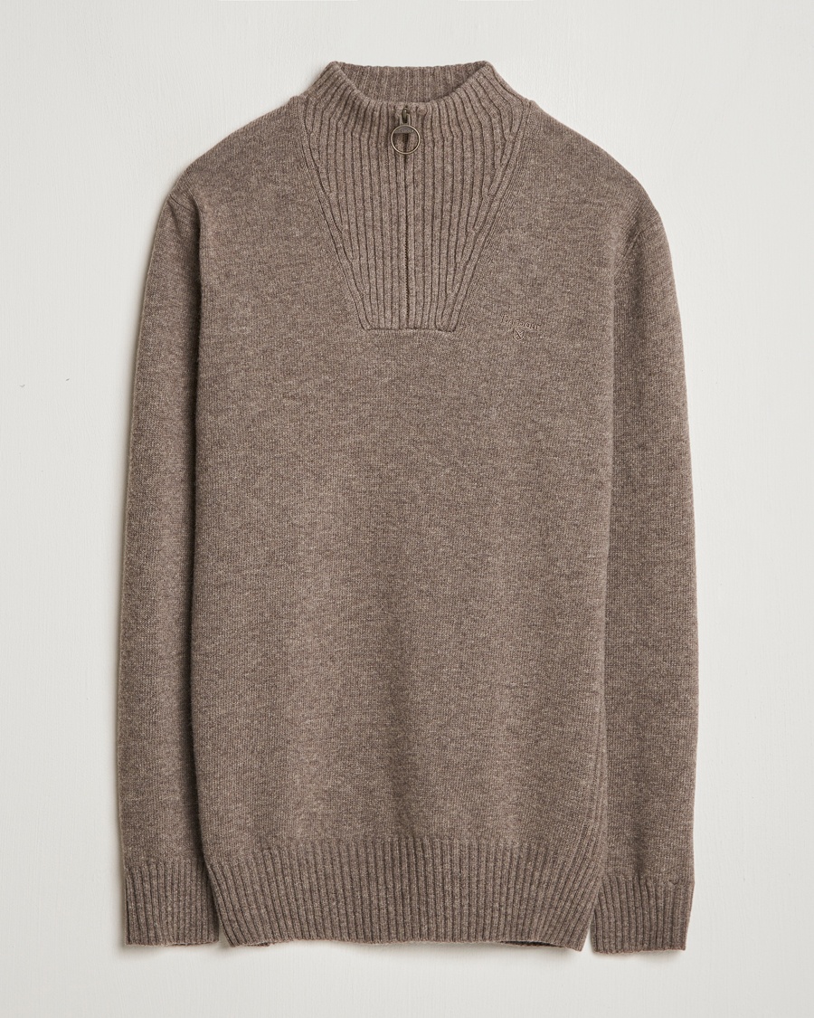 Barbour Lifestyle Essential Lambswool Half Zip Dark Stone – Beige