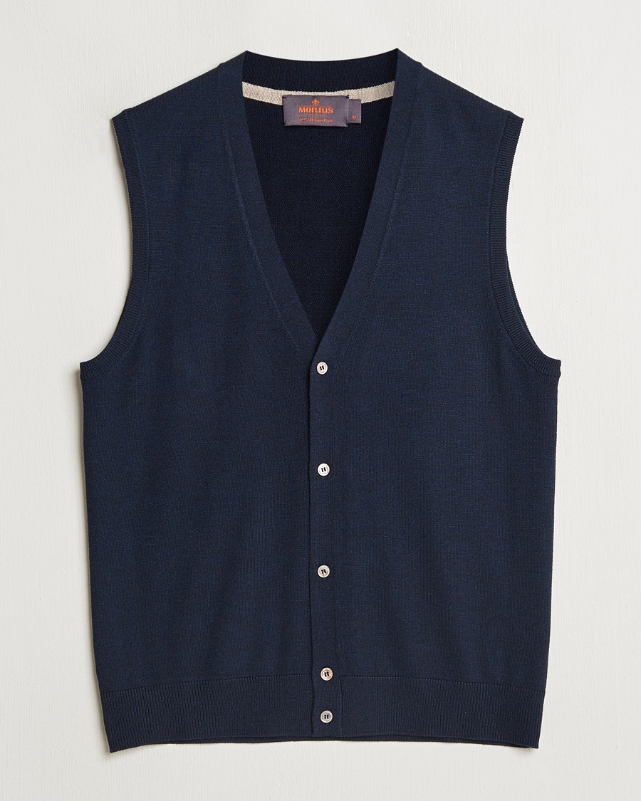 Morris Merino Slipover Vest Navy – Sininen