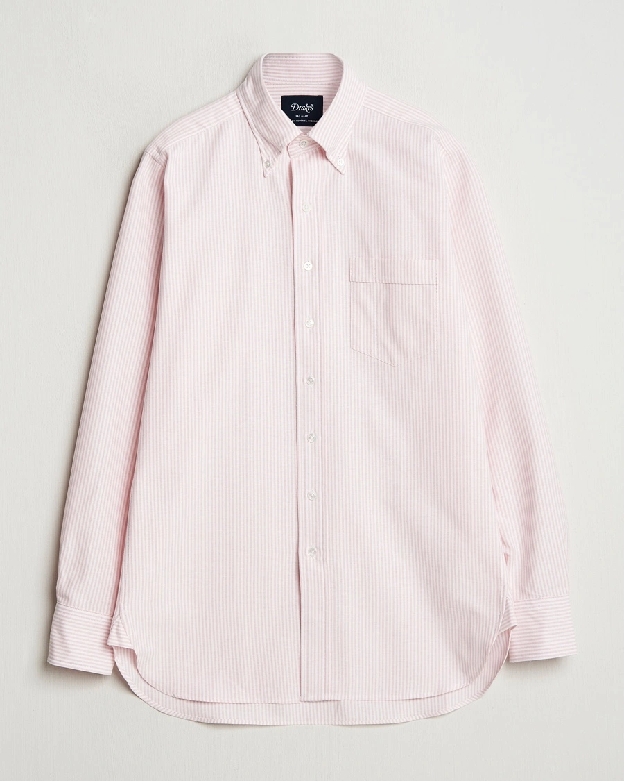 Drake's Striped Button Down Oxford Shirt Pink – Vaaleanpunainen