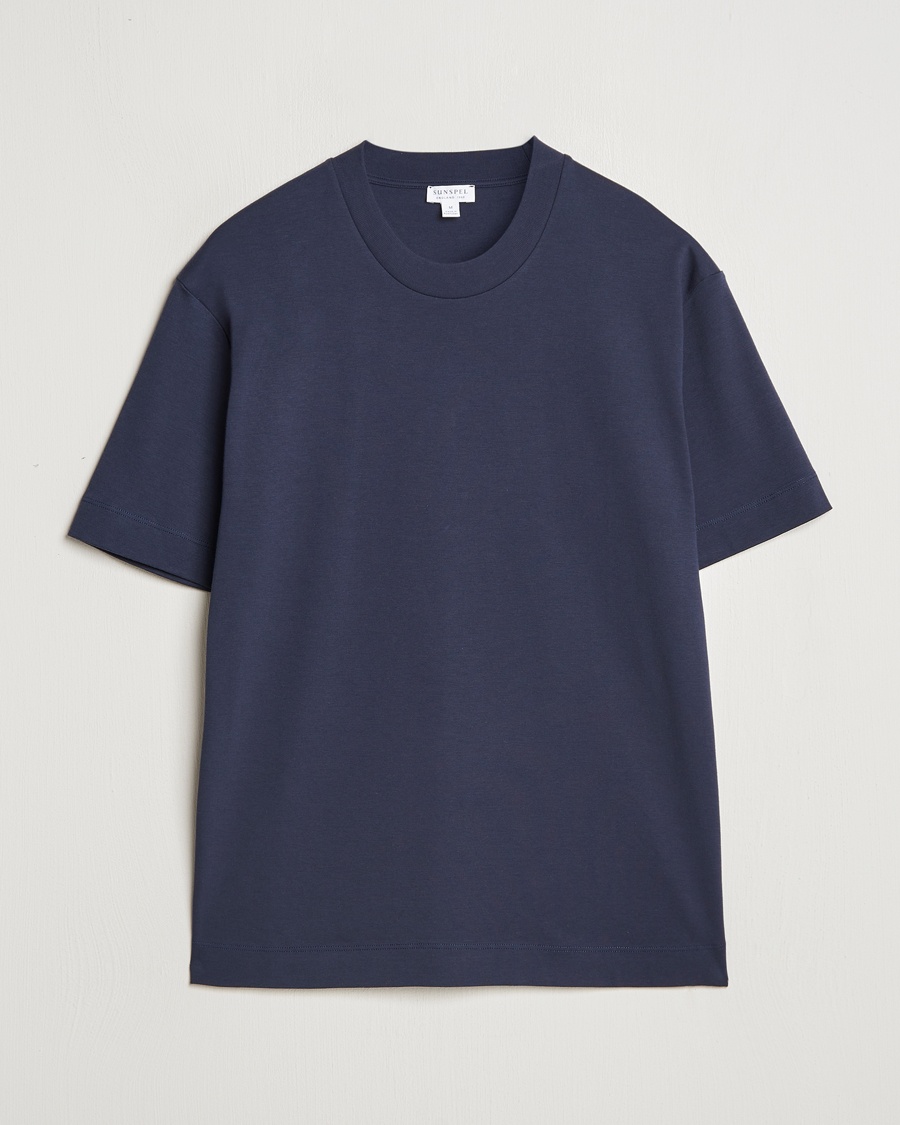 Sunspel Heavy Weight Supima Cotton T-Shirt Navy – Sininen