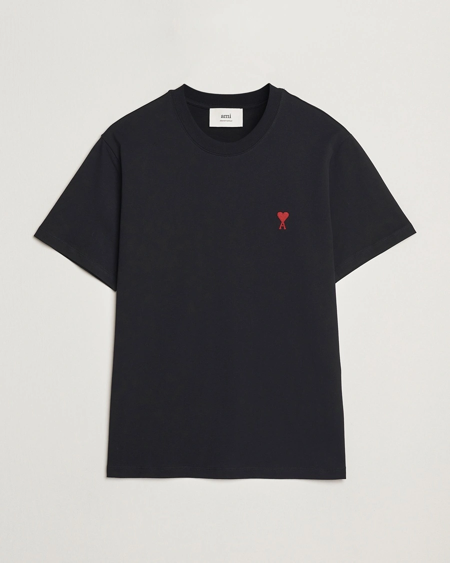 AMI Heart Logo T-Shirt Black – Musta