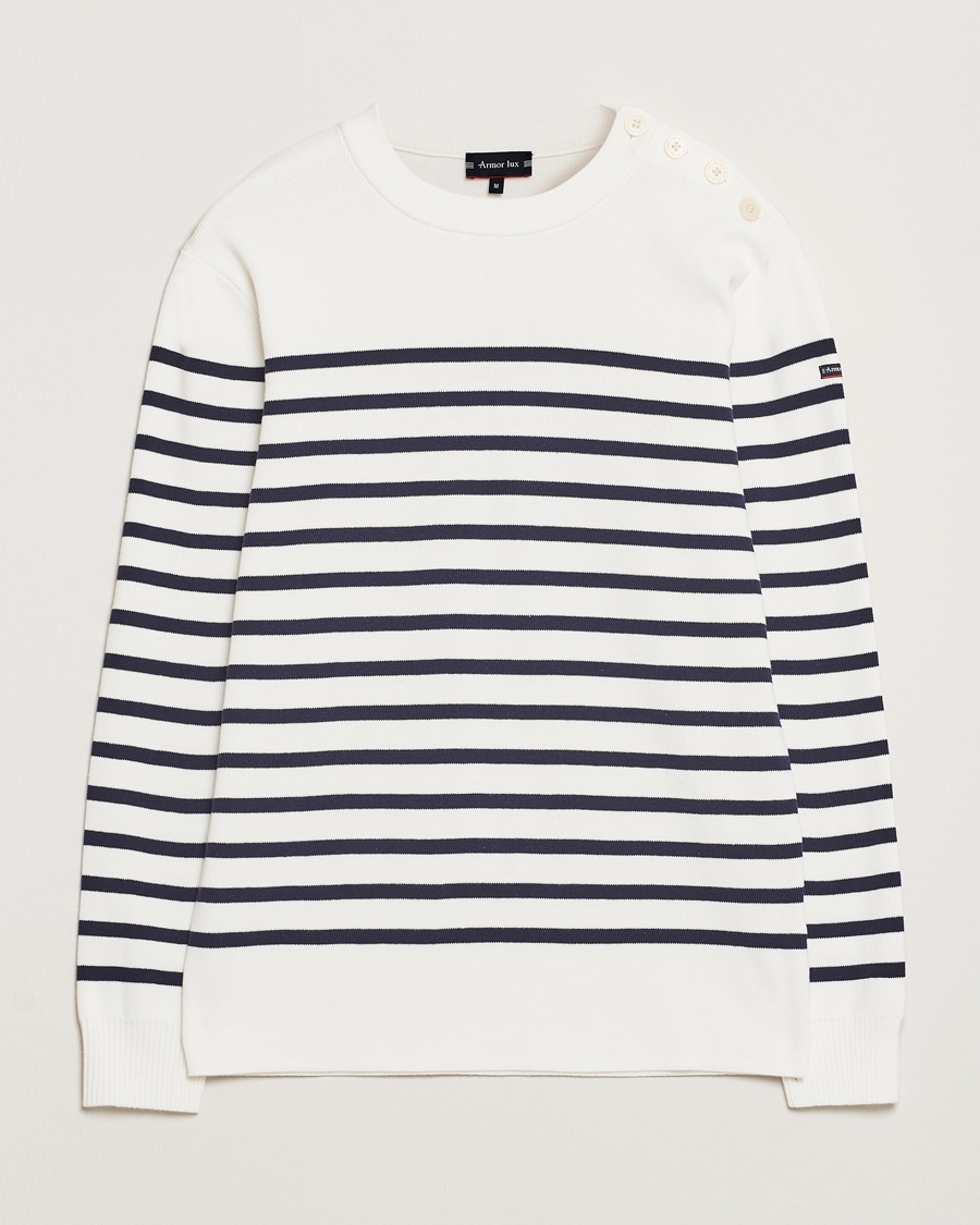 Armor-lux Groix Striped Sweater Milk/Navy – Sininen