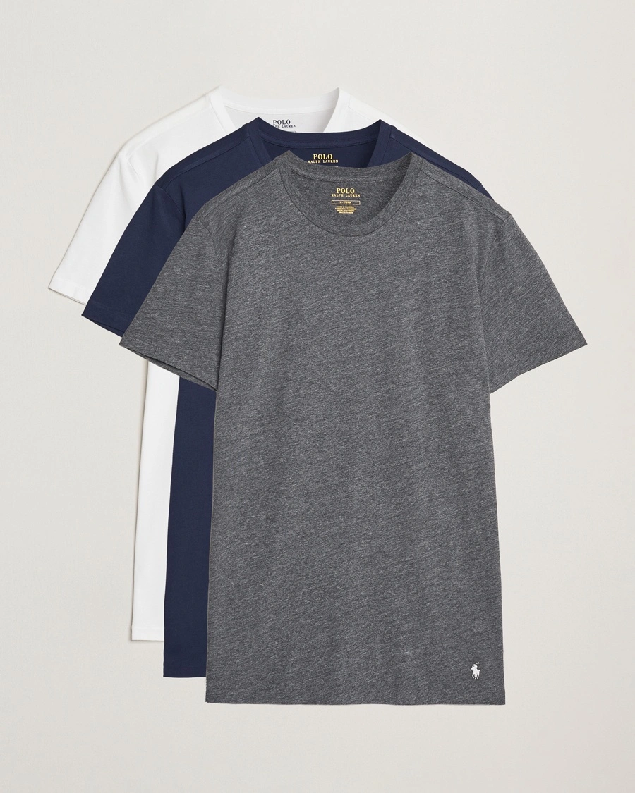 Polo Ralph Lauren 3-Pack Crew Neck T-Shirt Navy/Grey/White – Harmaa