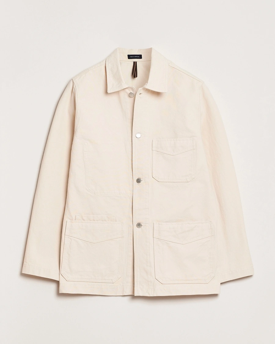Drake's Duck Cotton Canvas Shore Jacket Natural – Valkoinen