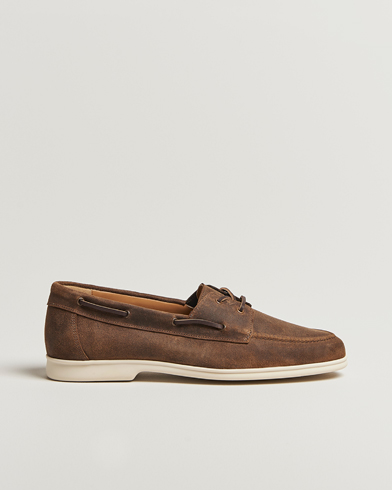 Myrqvist Sandhamn Boat Shoe Waxed Chestnut Suede – Ruskea