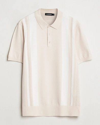 J.Lindeberg Reymond Stripe Knit Polo Moonbeam – Beige