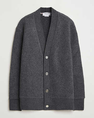 Thom Browne Wool Fleece Cardigan Charcoal – Harmaa
