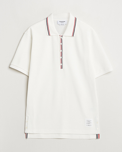 Thom Browne Waffle Cotton Polo Natural White – Valkoinen