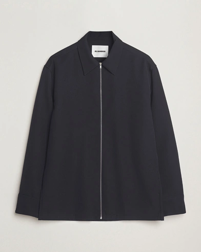 Jil Sander Wool Zip Overshirt Navy – Sininen