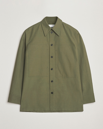 Jil Sander Compact Cotton Overshirt Olive – Vihreä