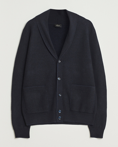 Brioni Wool/Cashmere Rib Cardigan Navy – Sininen