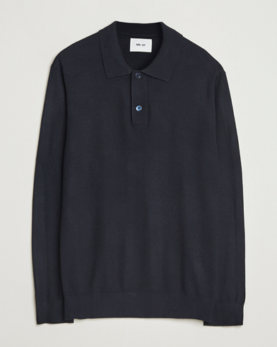NN07 Serge Wool Knitted Polo Deep Navy – Sininen
