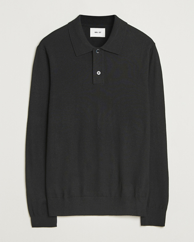 NN07 Serge Wool Knitted Polo Black – Musta