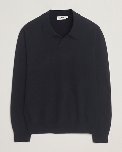 Altea Knitted Long Sleeve Polo Navy – Sininen